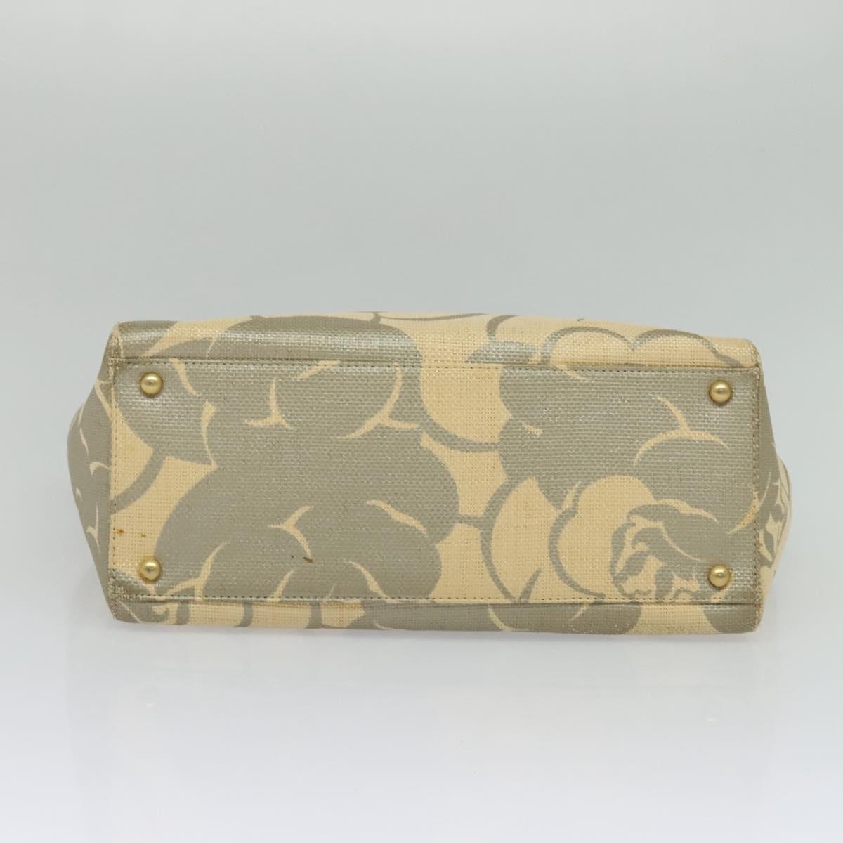 CHANEL Chain Tote Bag Straw Beige CC Auth 125000