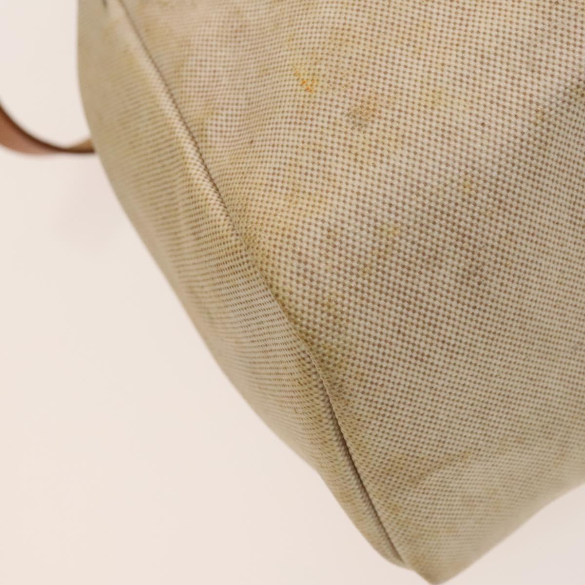 HERMES Herbag Cabas MM Hand Bag Canvas Leather Beige Brown Silver Auth 125002