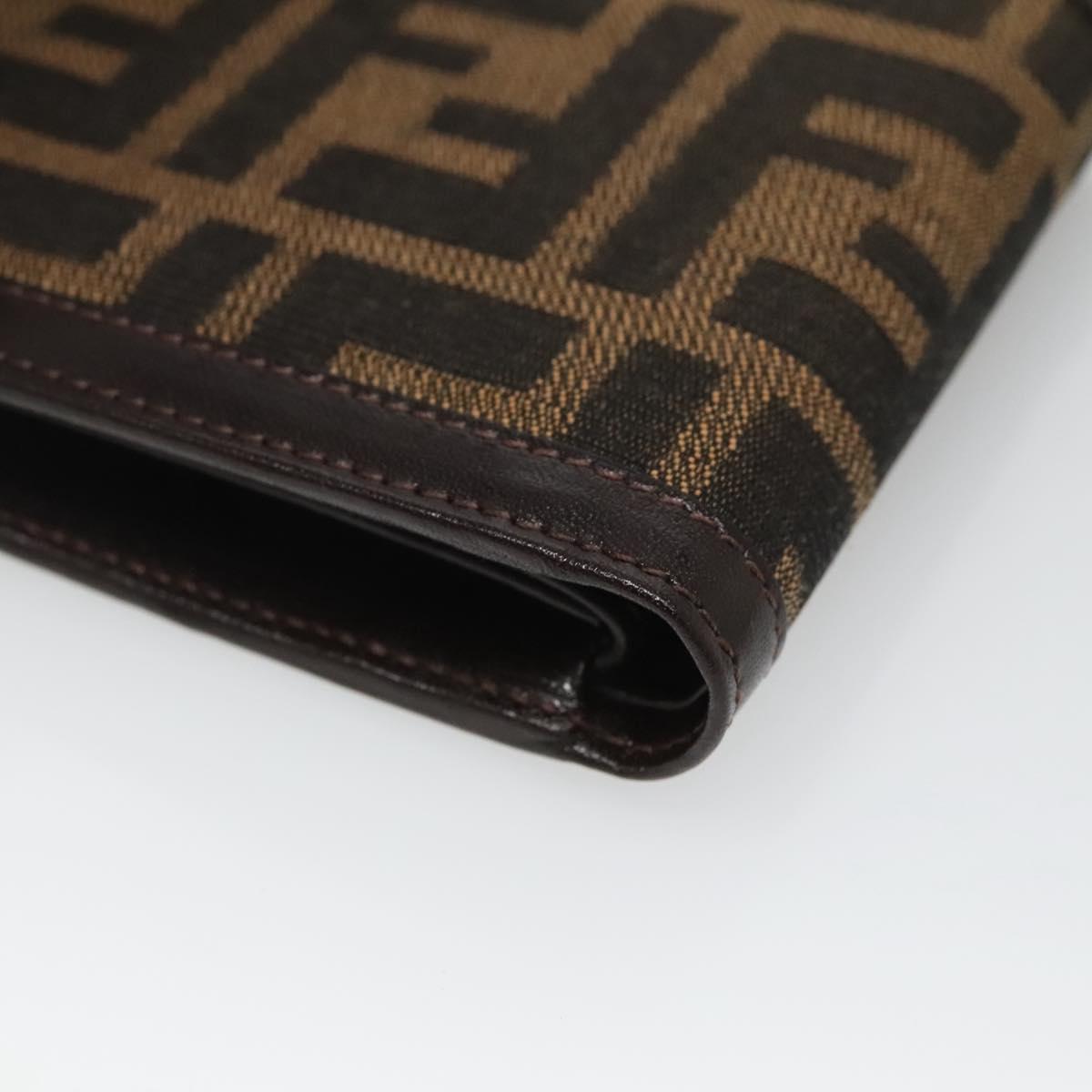 FENDI Zucca Canvas Bifold Wallet Black Brown Auth 125018