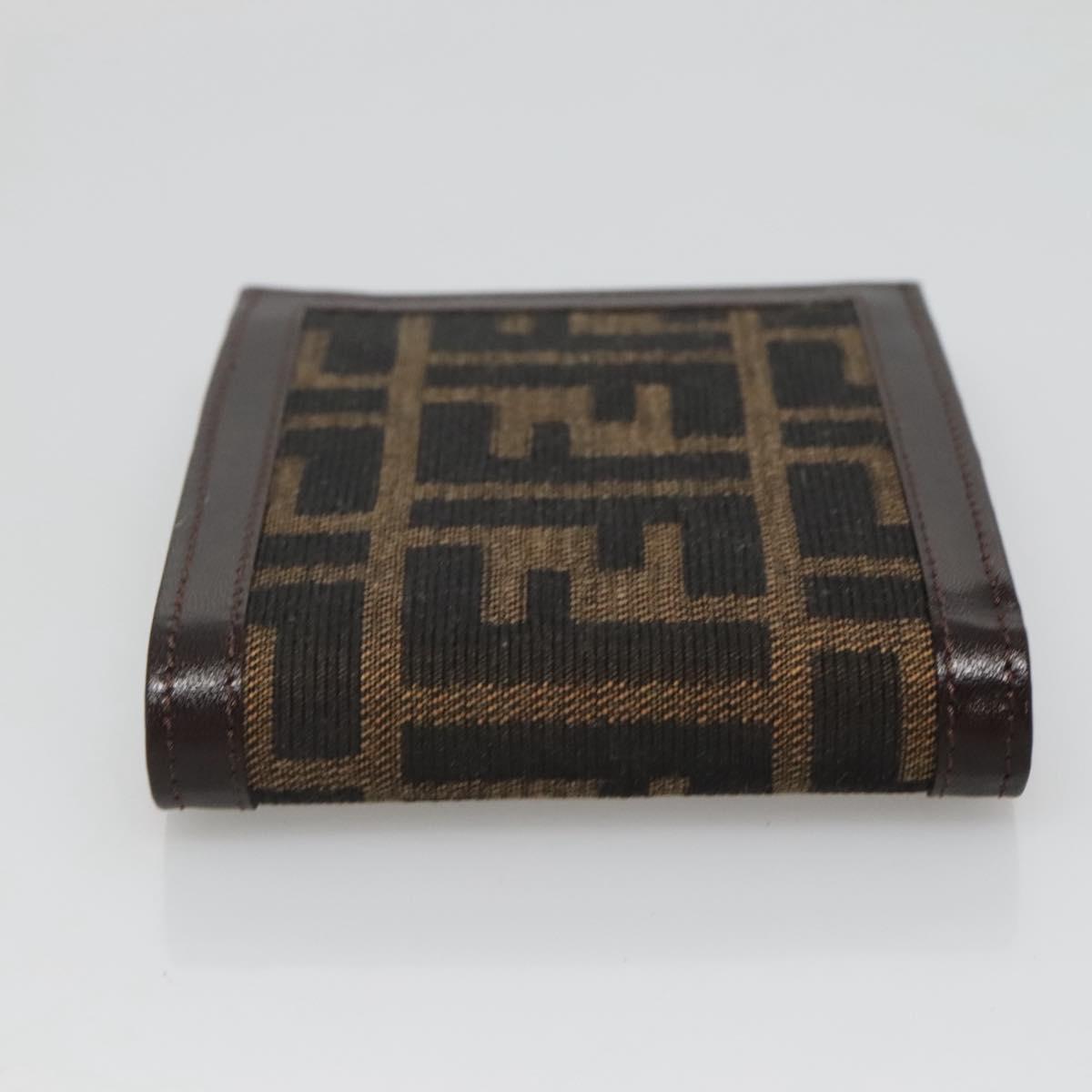 FENDI Zucca Canvas Bifold Wallet Black Brown Auth 125018