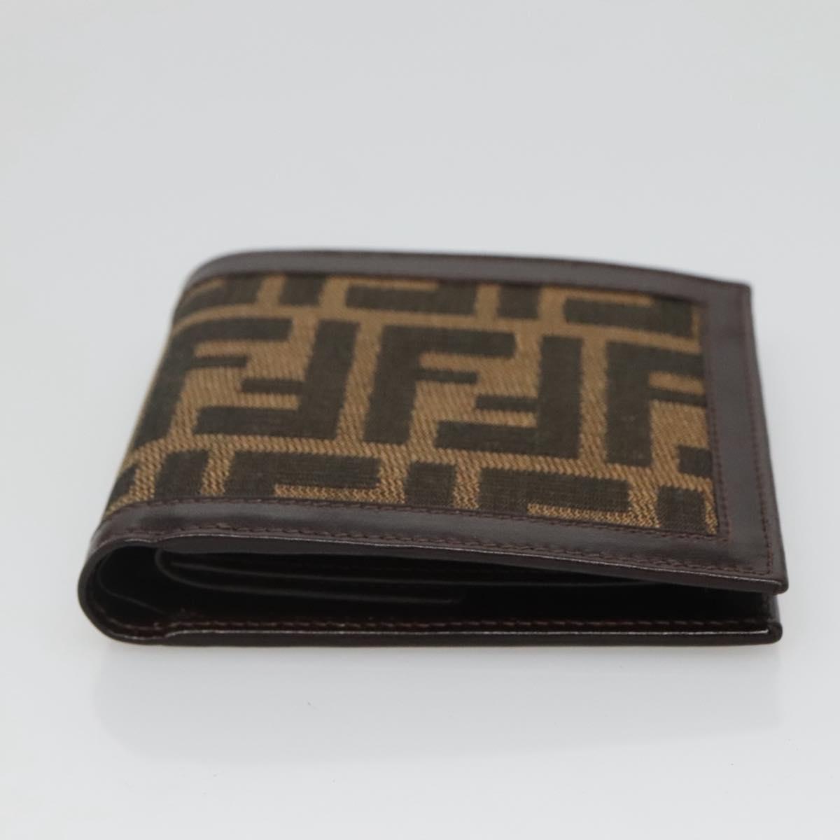 FENDI Zucca Canvas Bifold Wallet Black Brown Auth 125018