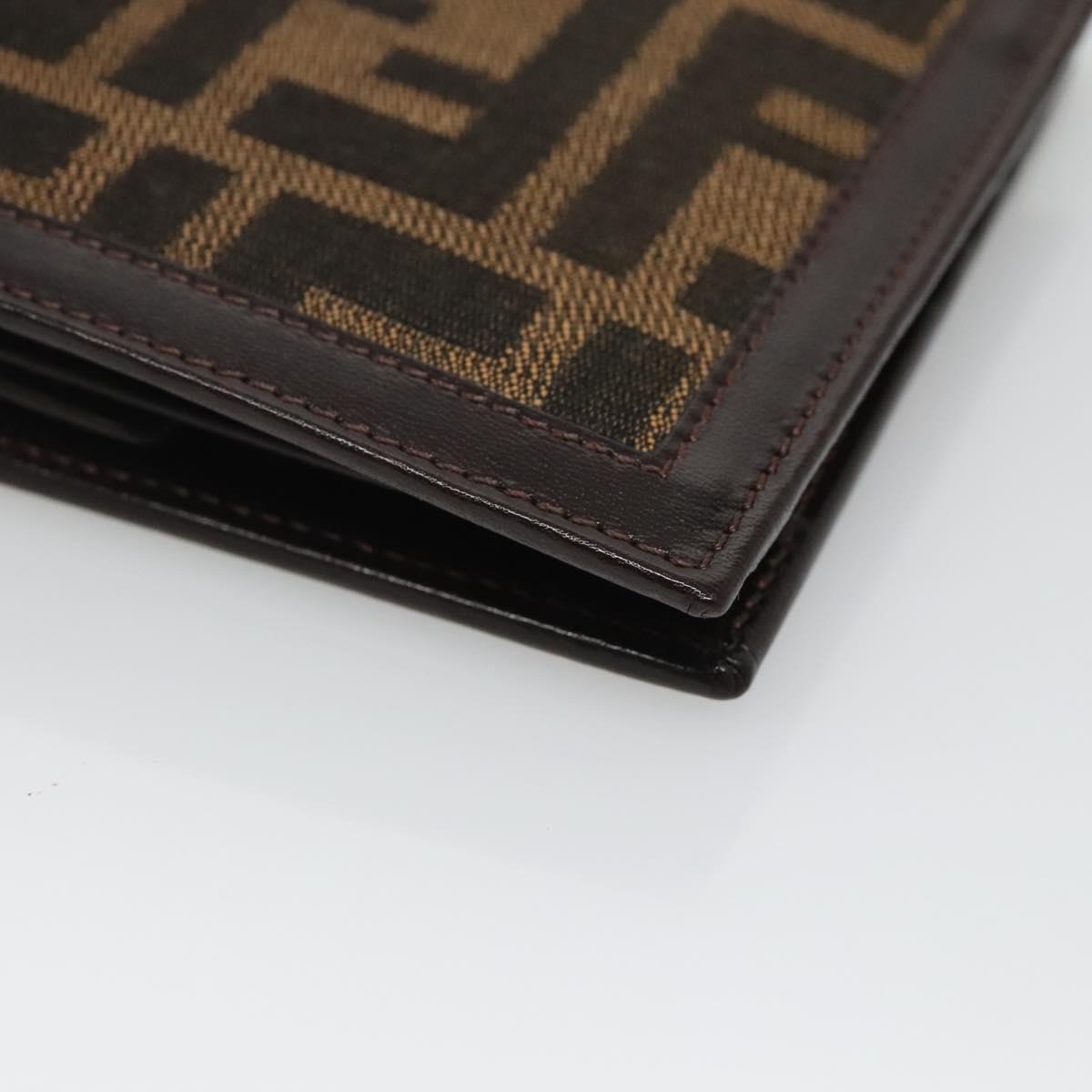 FENDI Zucca Canvas Bifold Wallet Black Brown Auth 125018