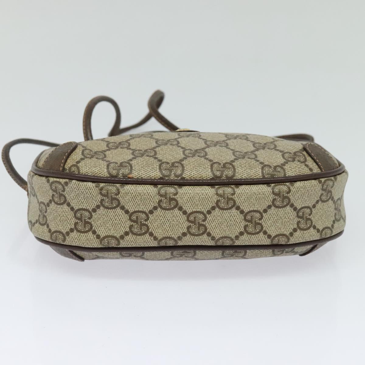 GUCCI GG Supreme Web Sherry Line Bag PVC Beige Gold 89 02 066 Auth 125020