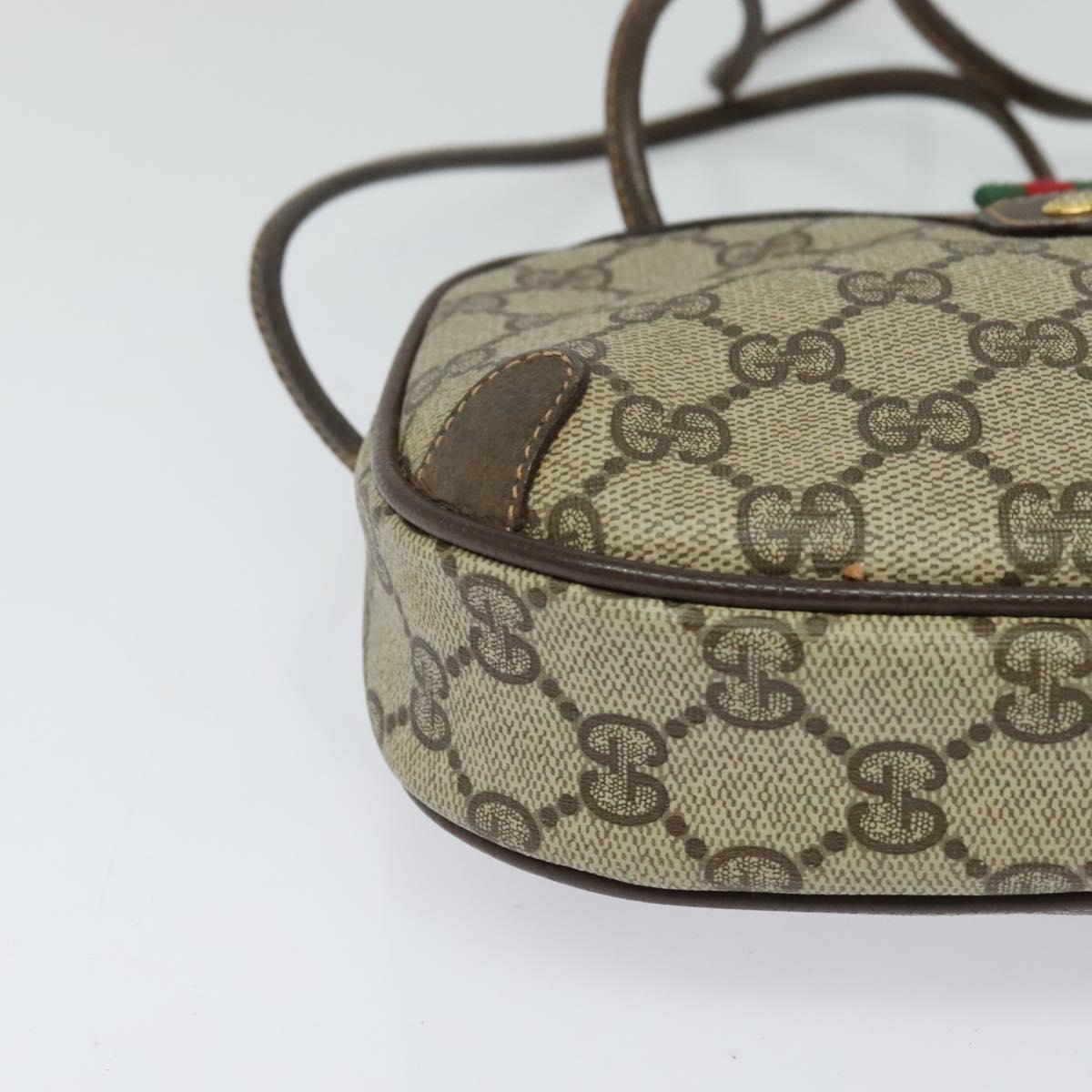 GUCCI GG Supreme Web Sherry Line Bag PVC Beige Gold 89 02 066 Auth 125020