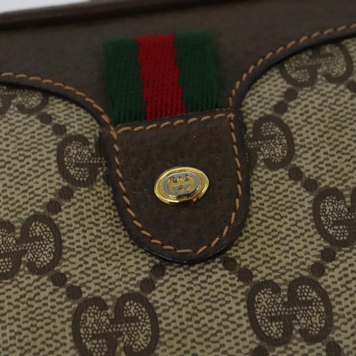 GUCCI GG Supreme Web Sherry Line Bag PVC Beige Gold 89 02 066 Auth 125020