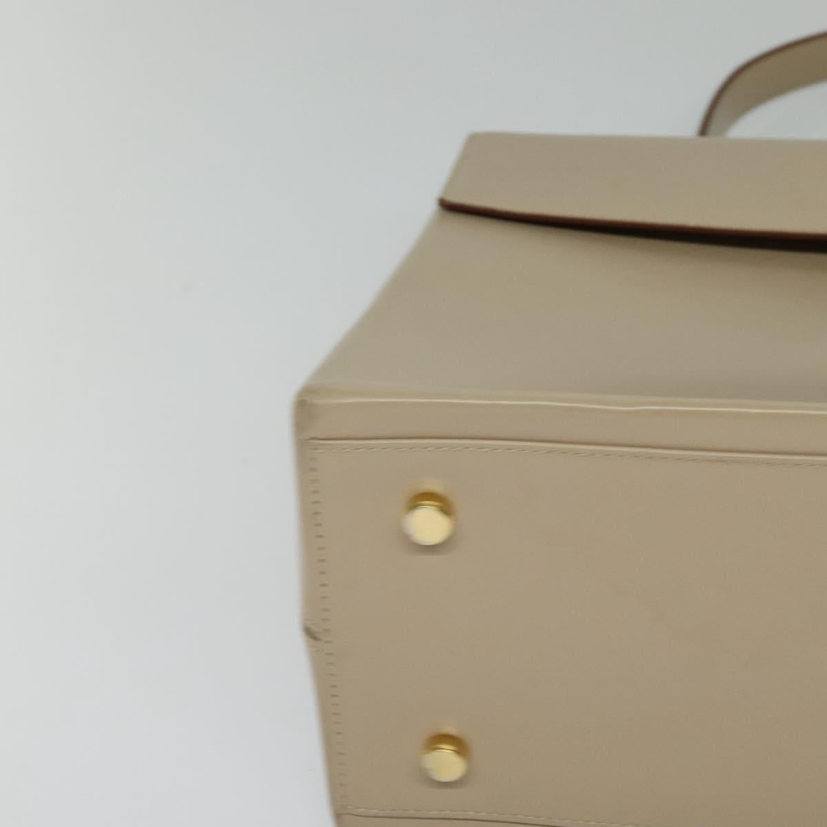 Salvatore Ferragamo Gancini Hand Bag Leather 2way Beige Gold Auth 125026