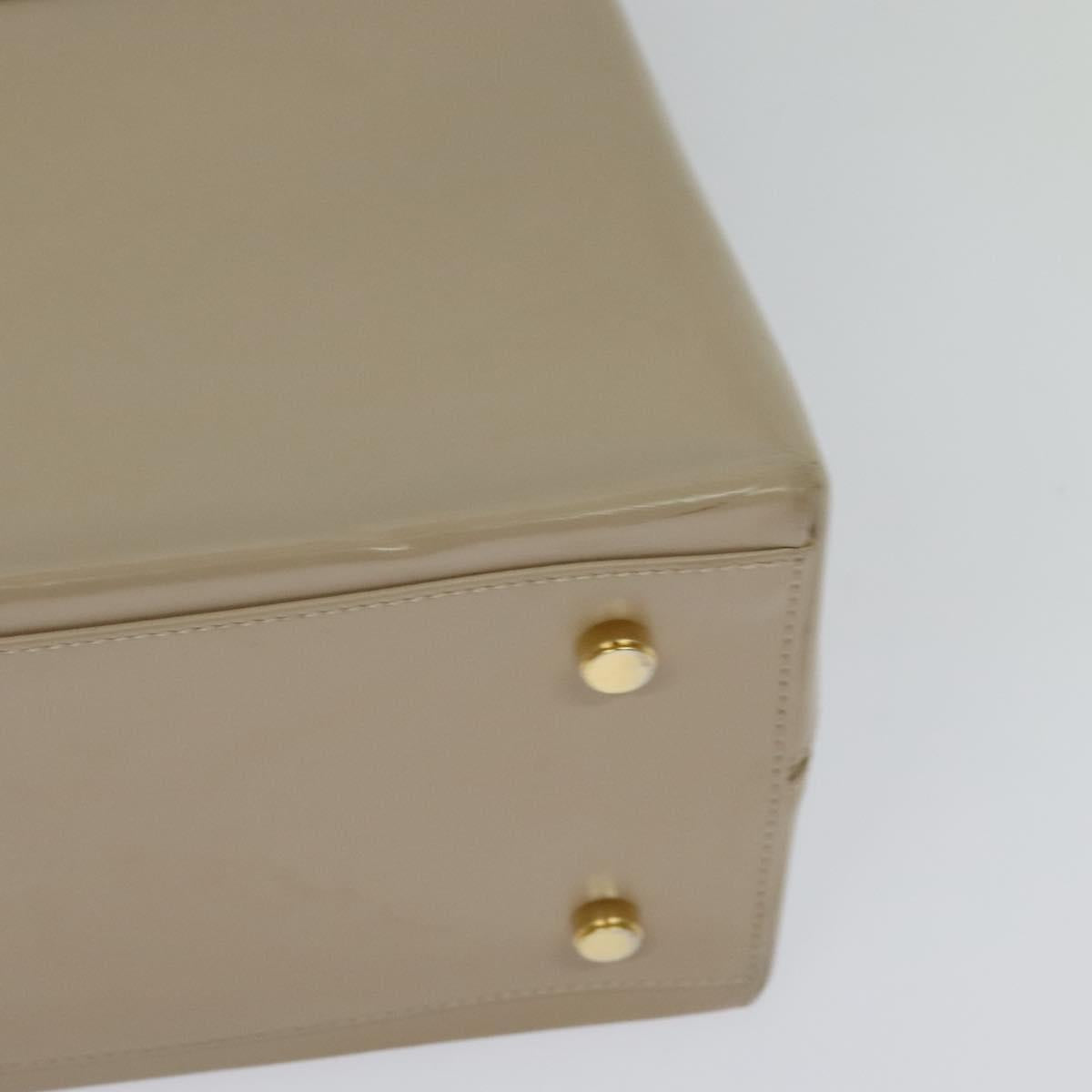 Salvatore Ferragamo Gancini Hand Bag Leather 2way Beige Gold Auth 125026