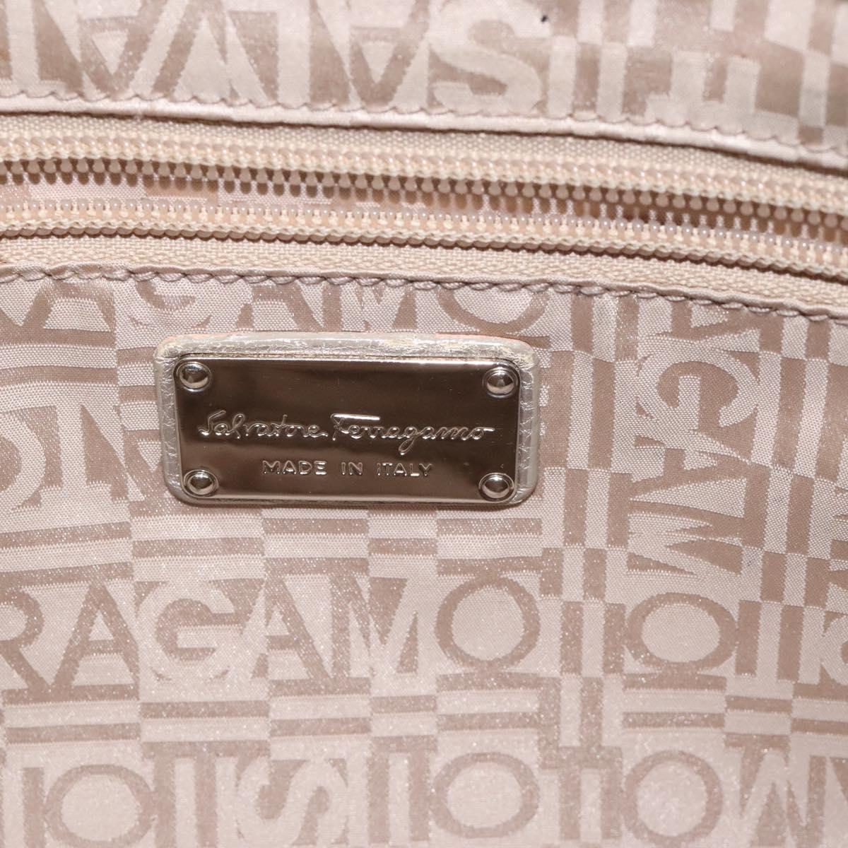 Salvatore Ferragamo Gancini Tote Bag Leather Silver Auth 125027