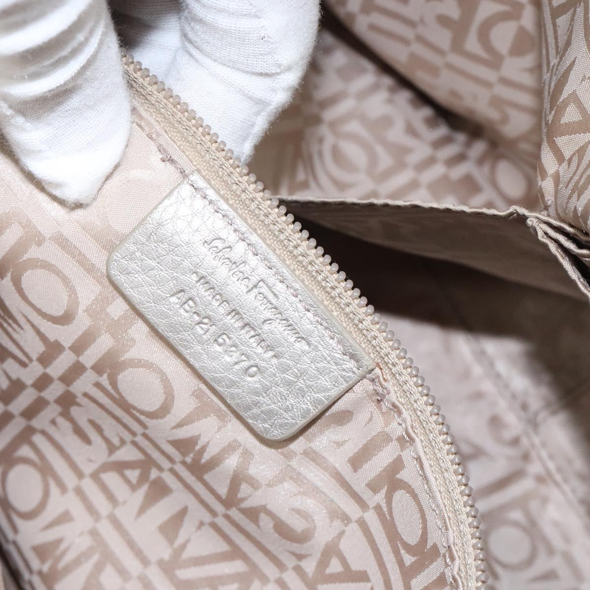 Salvatore Ferragamo Gancini Tote Bag Leather Silver Auth 125027