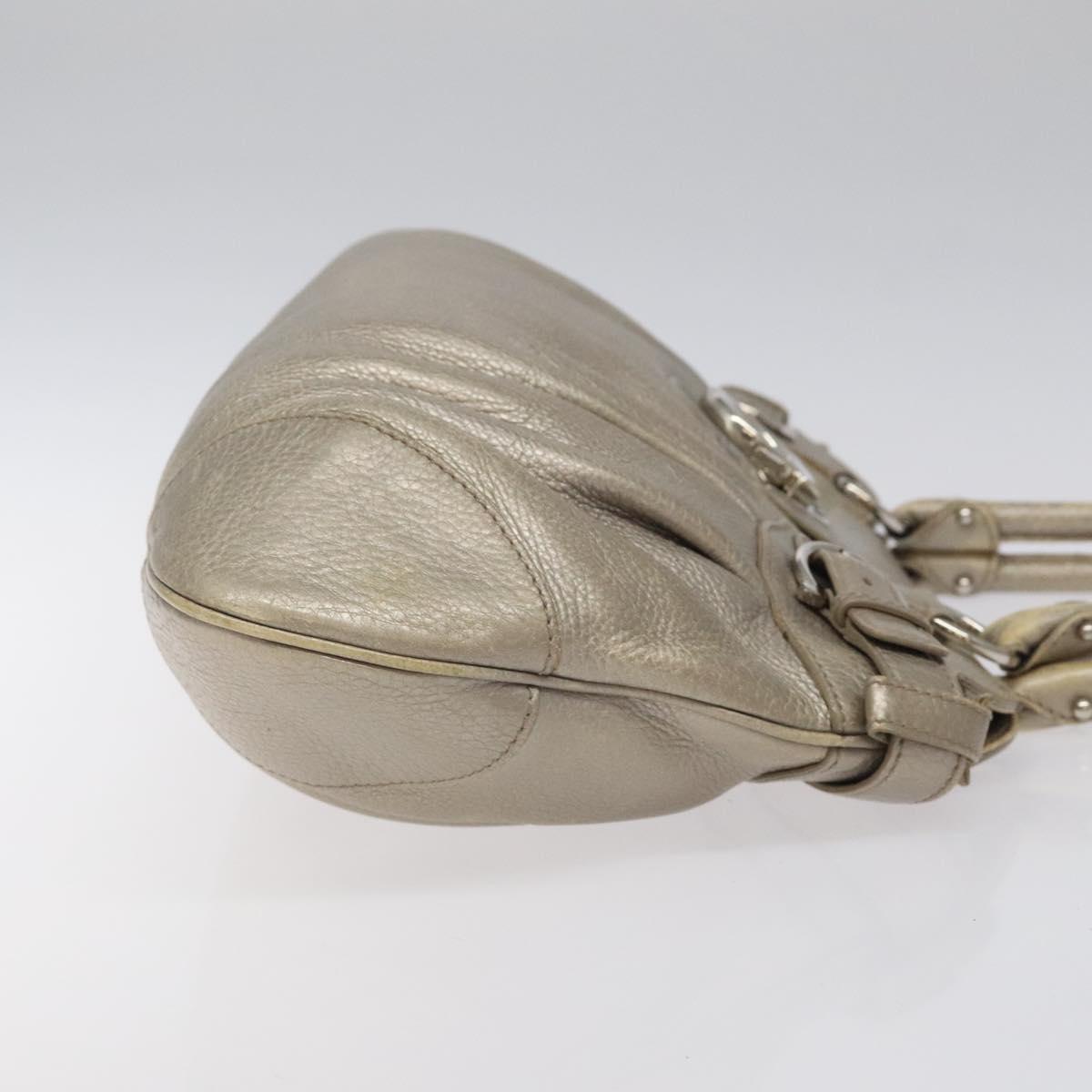 Salvatore Ferragamo Gancini Tote Bag Leather Silver Auth 125027