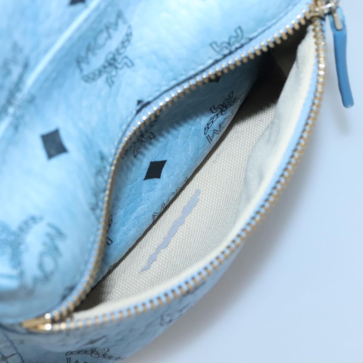 MCM Logogram Vicetos Backpack PVC Leather Light Blue Auth 125034