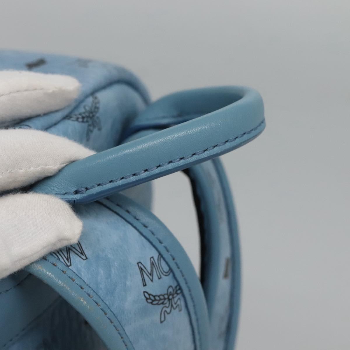 MCM Logogram Vicetos Backpack PVC Leather Light Blue Auth 125034