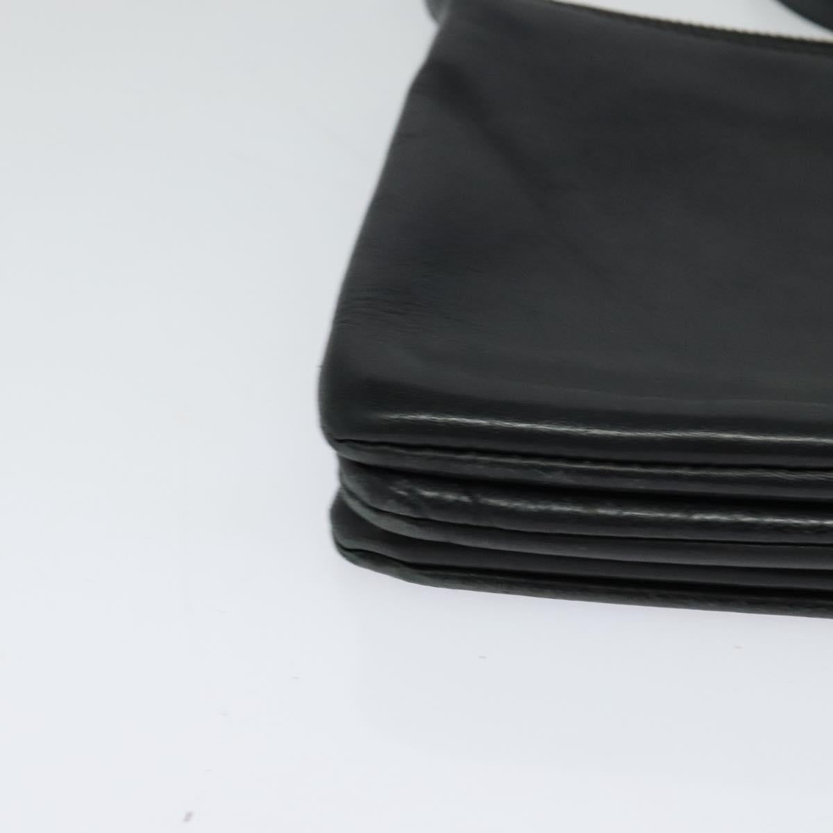 CELINE Trio Shoulder Bag Leather Black Gold Auth 125093