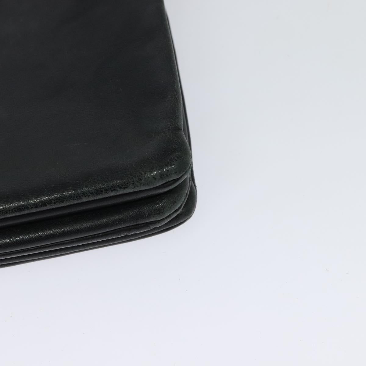 CELINE Trio Shoulder Bag Leather Black Gold Auth 125093