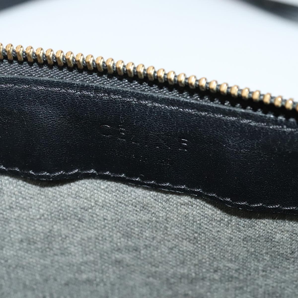 CELINE Trio Shoulder Bag Leather Black Gold Auth 125093