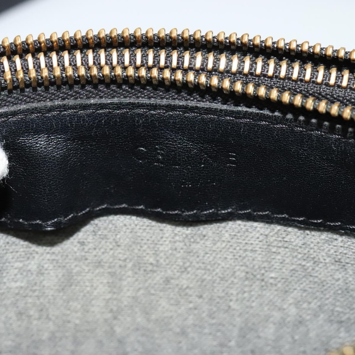CELINE Trio Shoulder Bag Leather Black Gold Auth 125093