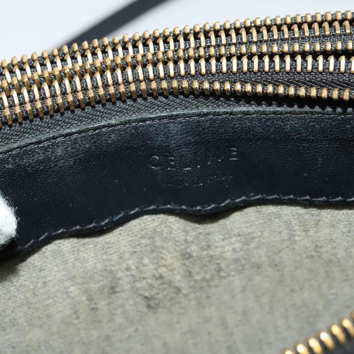 CELINE Trio Shoulder Bag Leather Black Gold Auth 125093