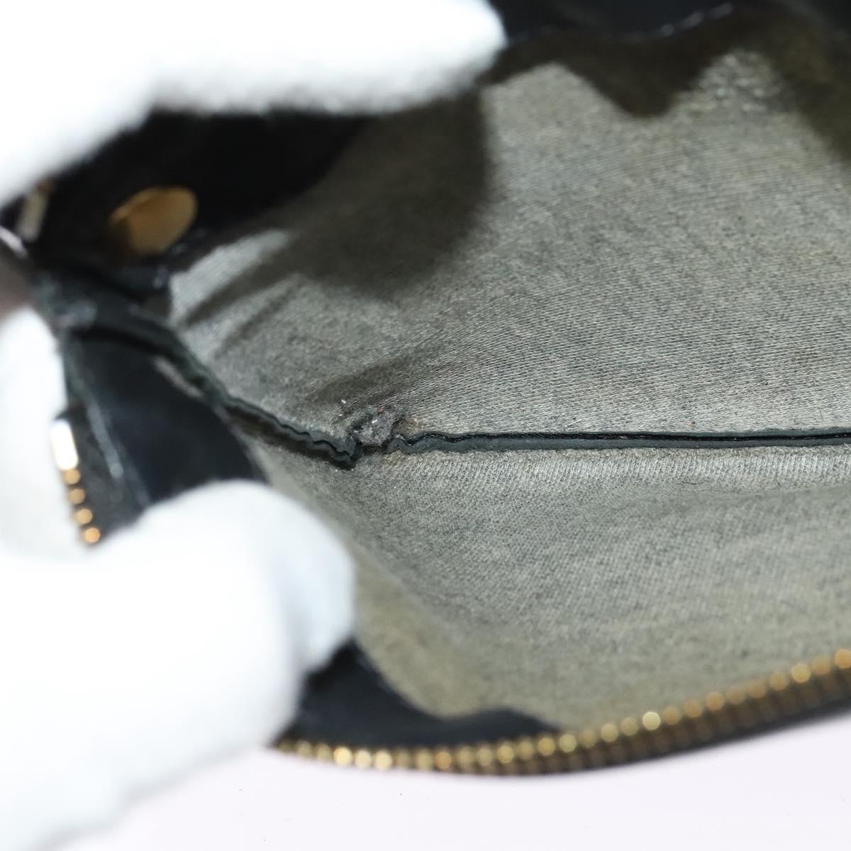 CELINE Trio Shoulder Bag Leather Black Gold Auth 125093