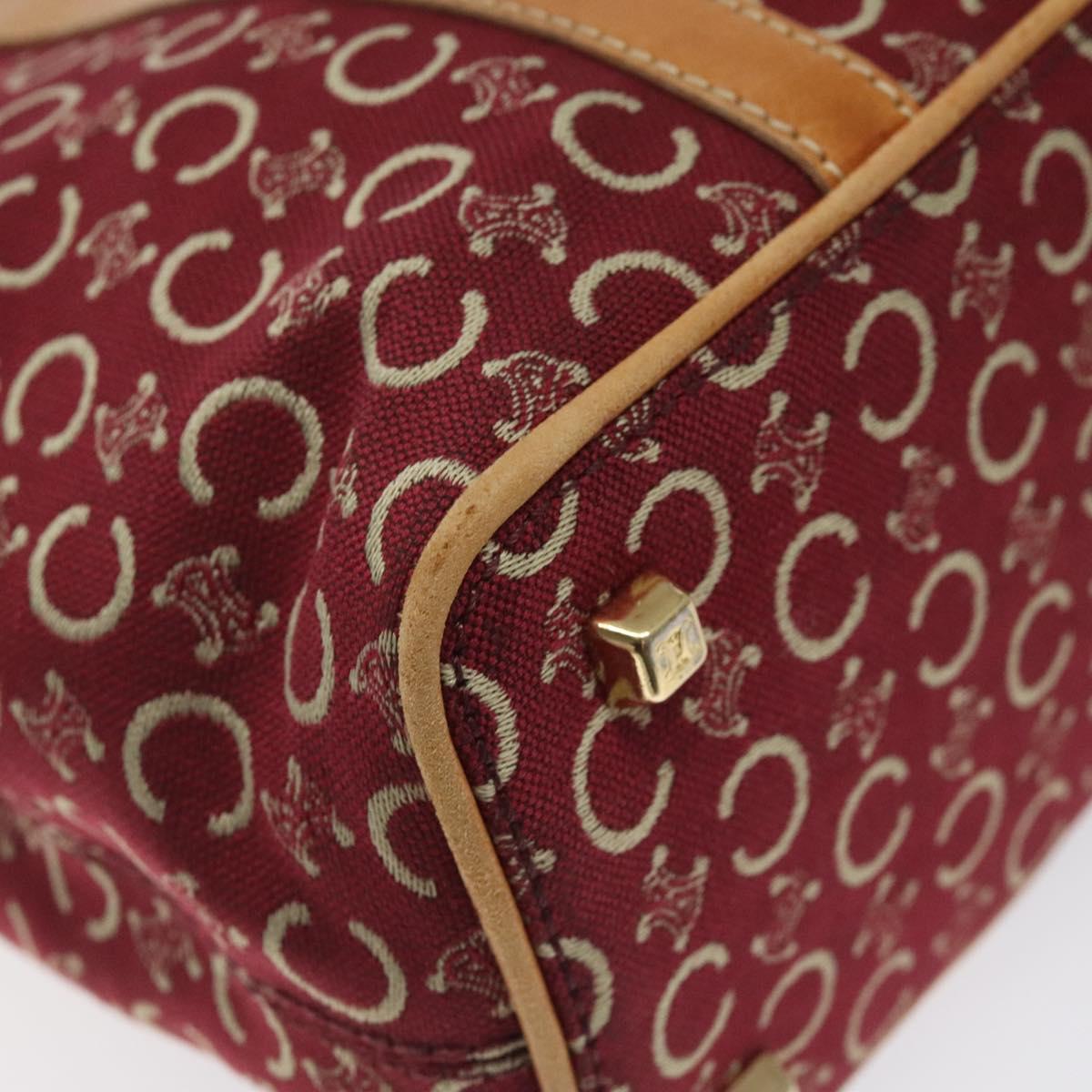CELINE C Macadam Canvas Hand Bag Red Gold Auth 125094