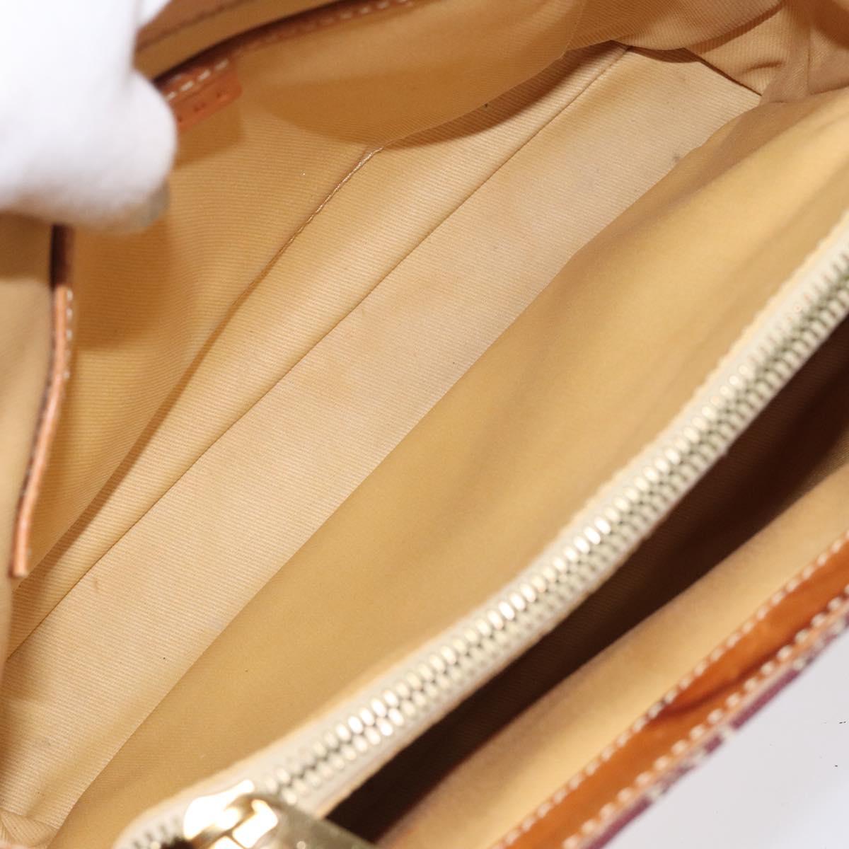 CELINE C Macadam Canvas Hand Bag Red Gold Auth 125094