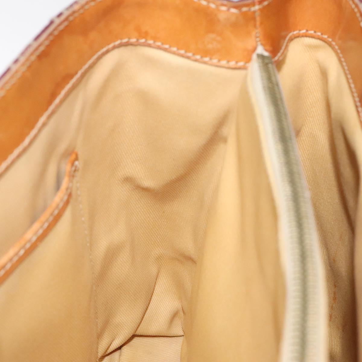 CELINE C Macadam Canvas Hand Bag Red Gold Auth 125094