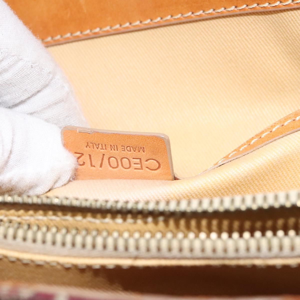 CELINE C Macadam Canvas Hand Bag Red Gold Auth 125094