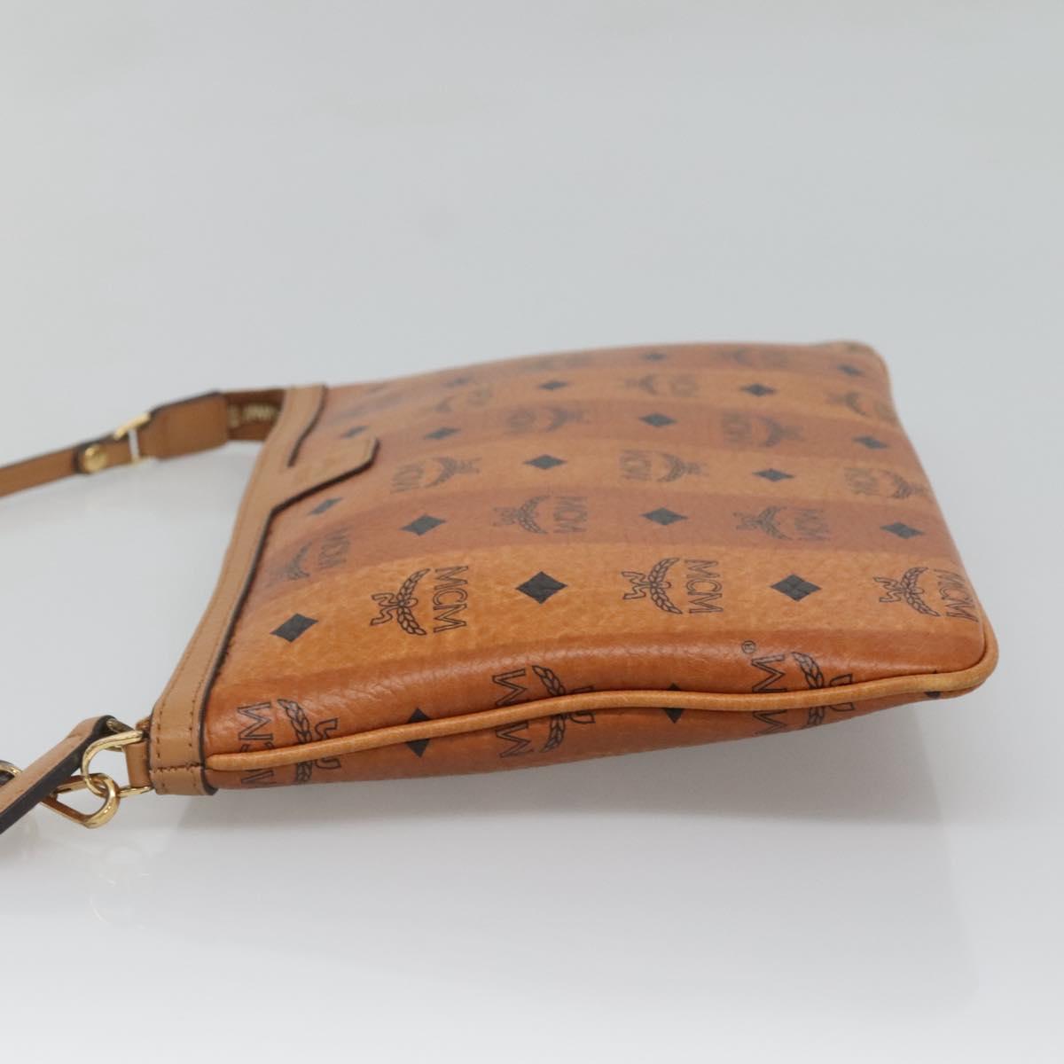 MCM Vicetos Logogram Accessory Pouch PVC Leather Brown Gold Auth 125099