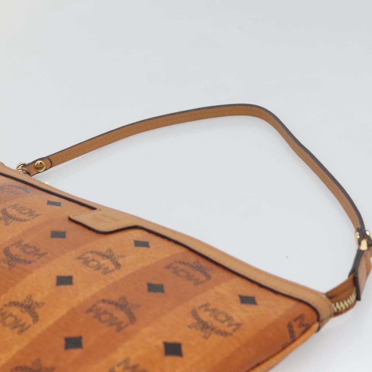 MCM Vicetos Logogram Accessory Pouch PVC Leather Brown Gold Auth 125099