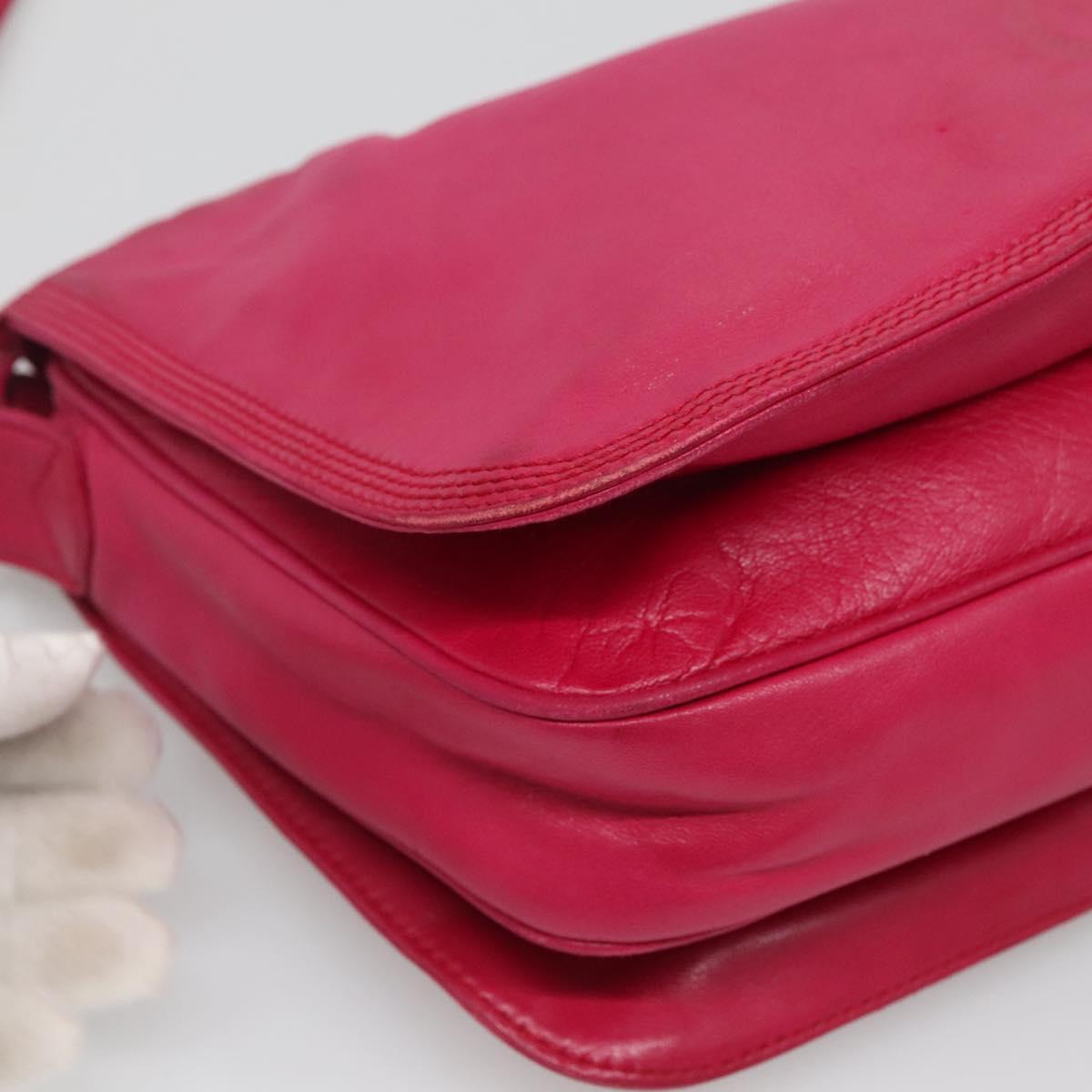 LOEWE Anagram Shoulder Bag Leather Pink gold Auth 125100