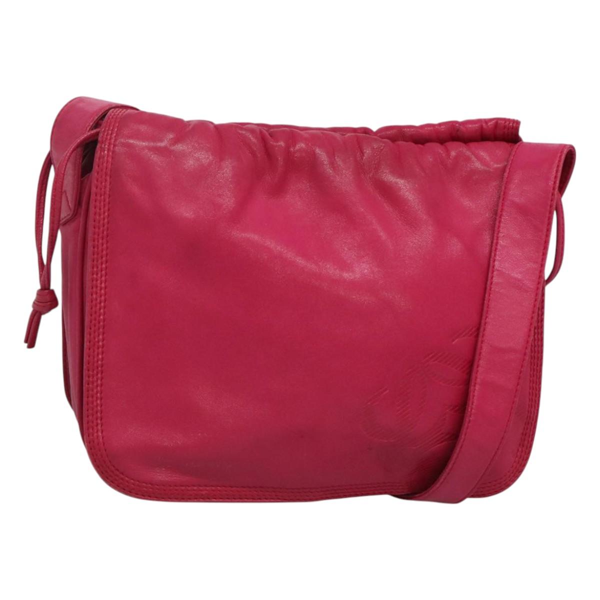 LOEWE Anagram Shoulder Bag Leather Pink gold Auth 125100