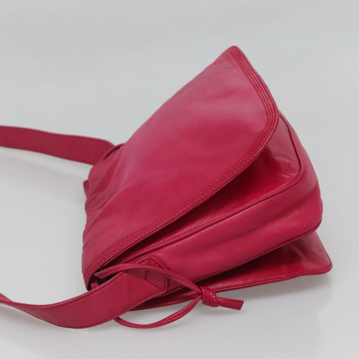 LOEWE Anagram Shoulder Bag Leather Pink gold Auth 125100