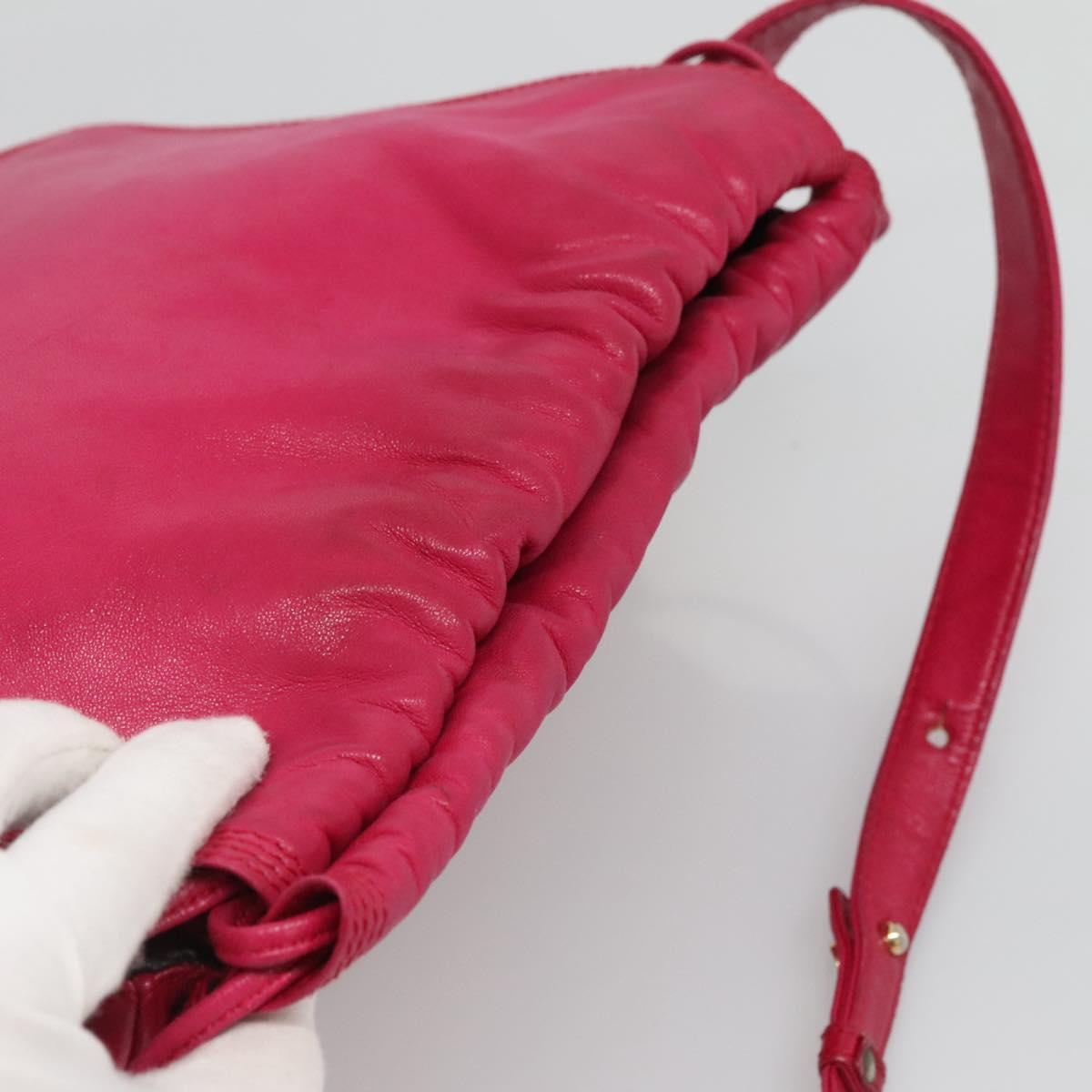 LOEWE Anagram Shoulder Bag Leather Pink gold Auth 125100