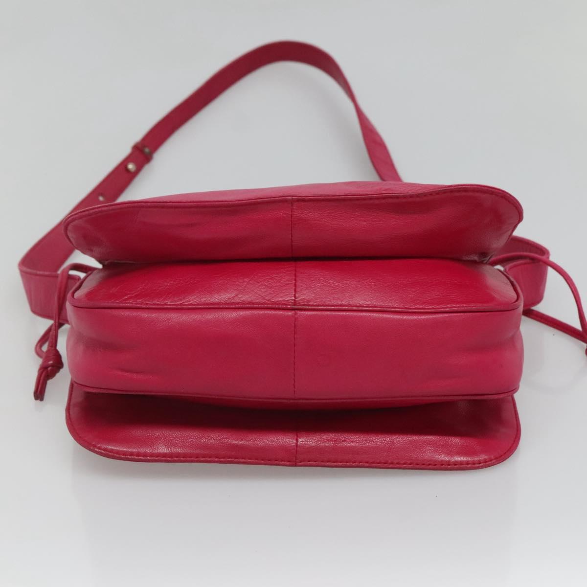 LOEWE Anagram Shoulder Bag Leather Pink gold Auth 125100