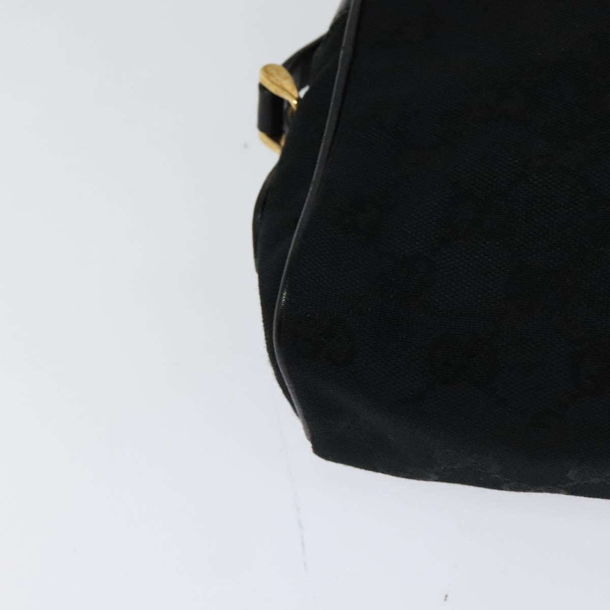 GUCCI GG Canvas Web Sherry Line Shoulder Bag Black Gold 37 0124071 Auth 125109