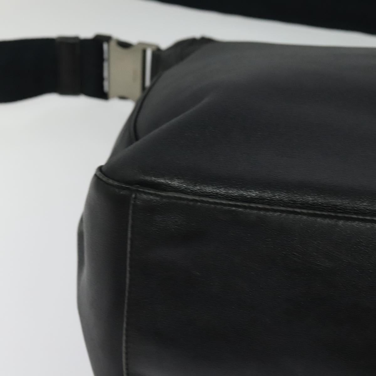 PRADA Shoulder Bag Leather Black Silver Auth 125112
