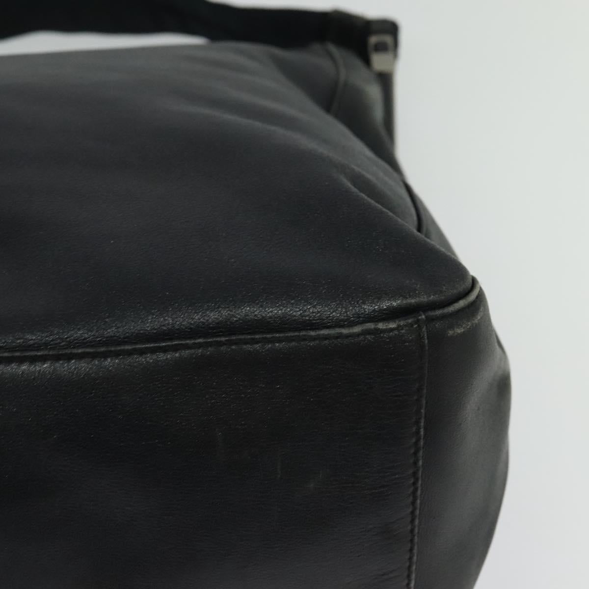 PRADA Shoulder Bag Leather Black Silver Auth 125112