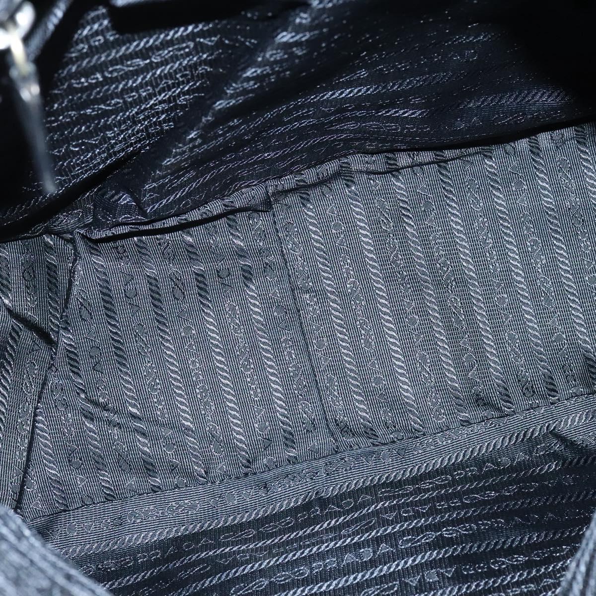 PRADA Shoulder Bag Leather Black Silver Auth 125112