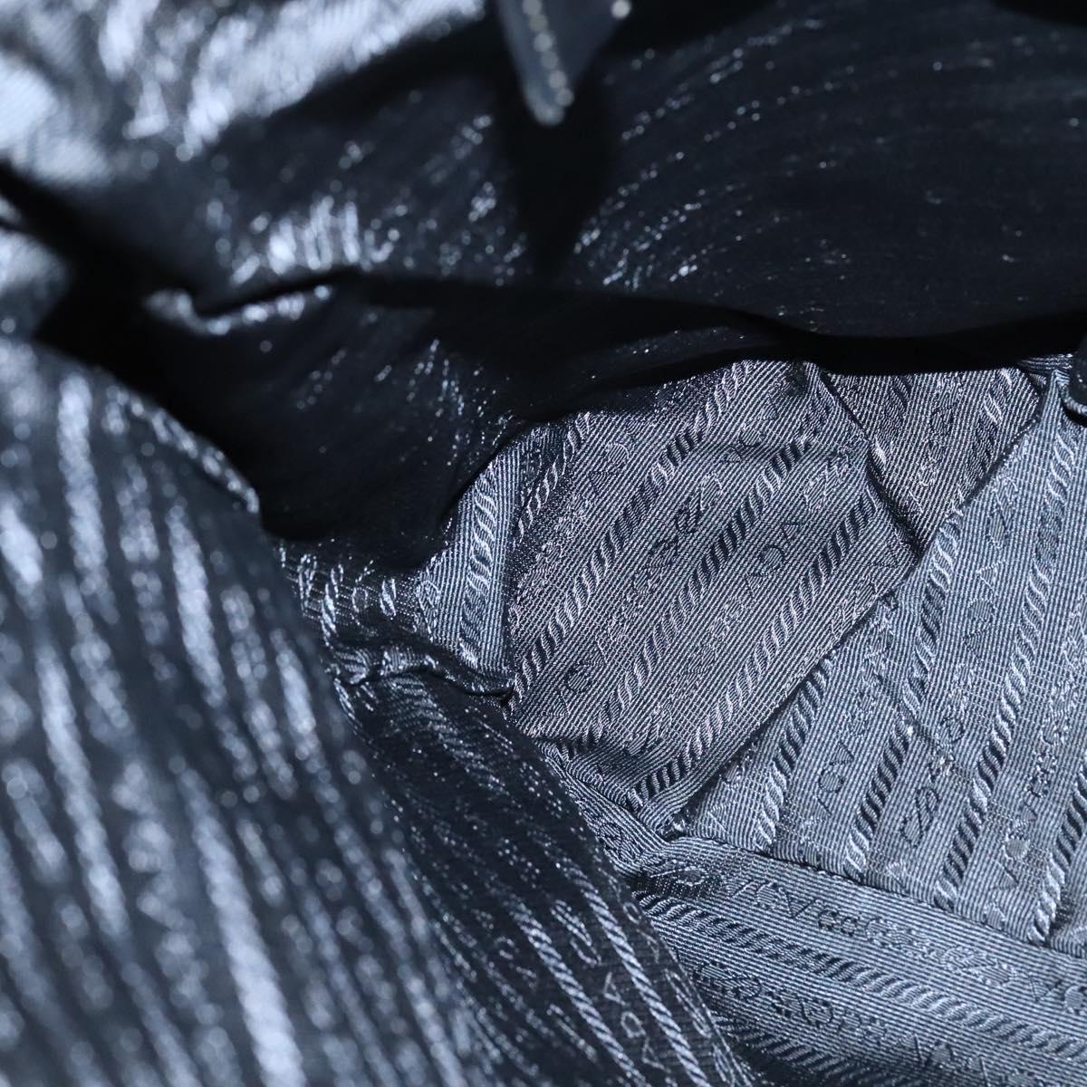 PRADA Shoulder Bag Leather Black Silver Auth 125112