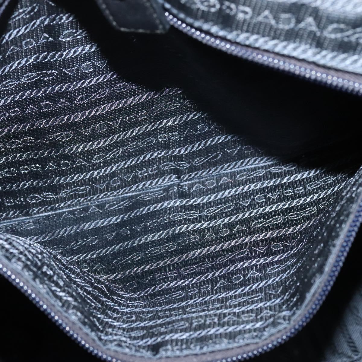 PRADA Shoulder Bag Leather Black Silver Auth 125112