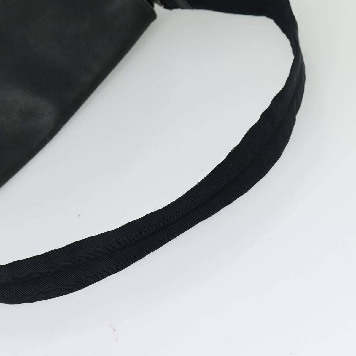 PRADA Shoulder Bag Leather Black Silver Auth 125112