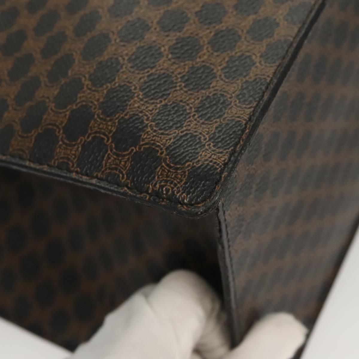 CELINE Macadam Canvas Hand Bag PVC Leather Black Gold Auth 125122