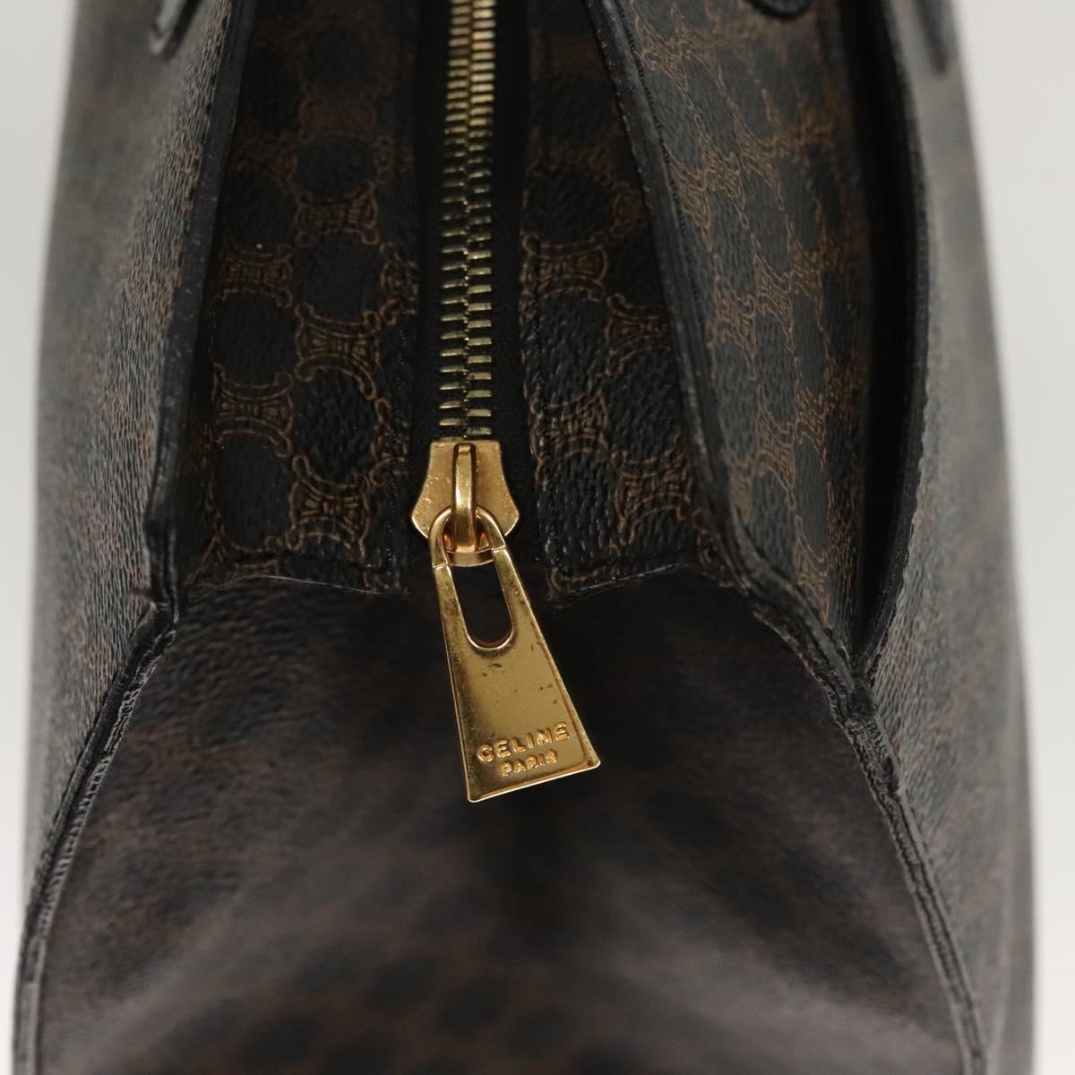 CELINE Macadam Canvas Hand Bag PVC Leather Black Gold Auth 125122
