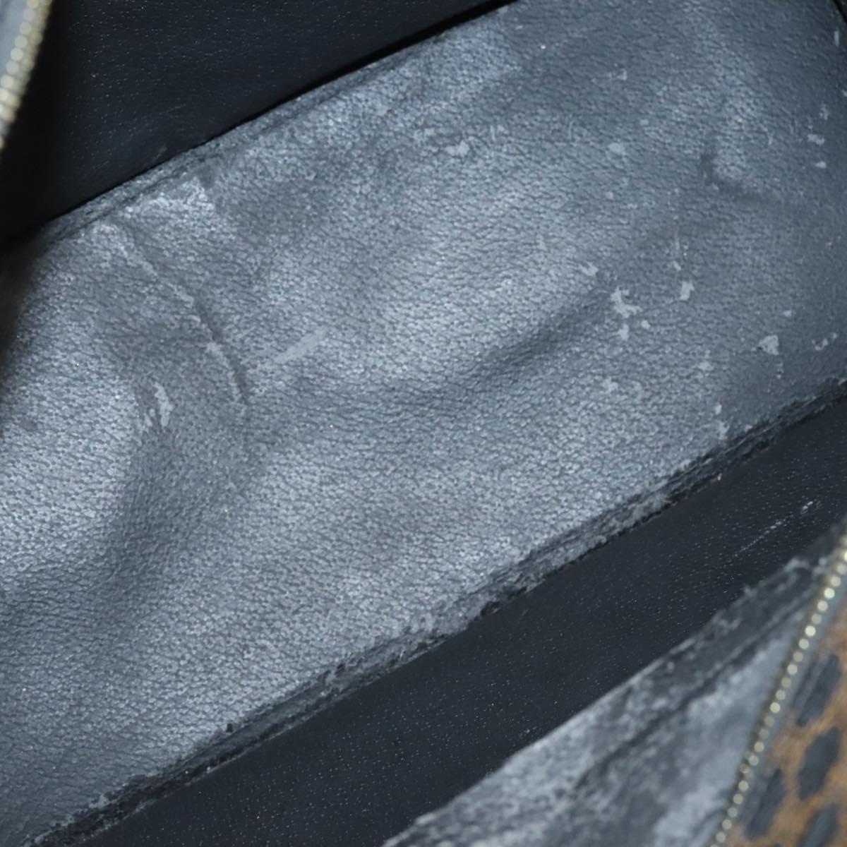 CELINE Macadam Canvas Hand Bag PVC Leather Black Gold Auth 125122