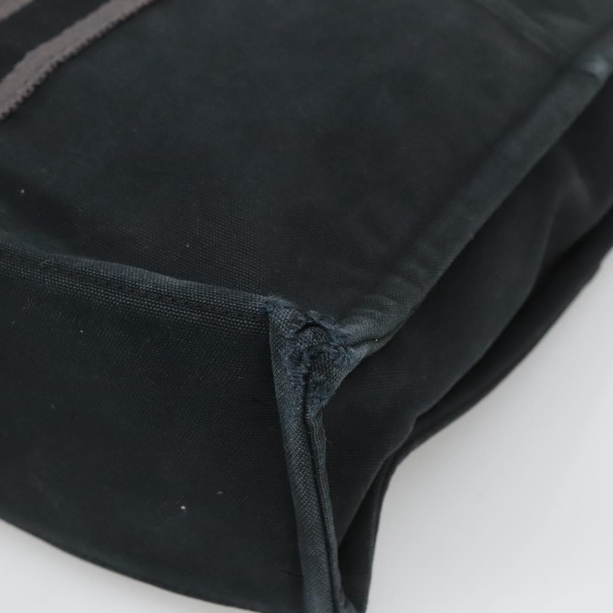 HERMES Fourre Tout MM Hand Bag Canvas Black Silver Auth 125123