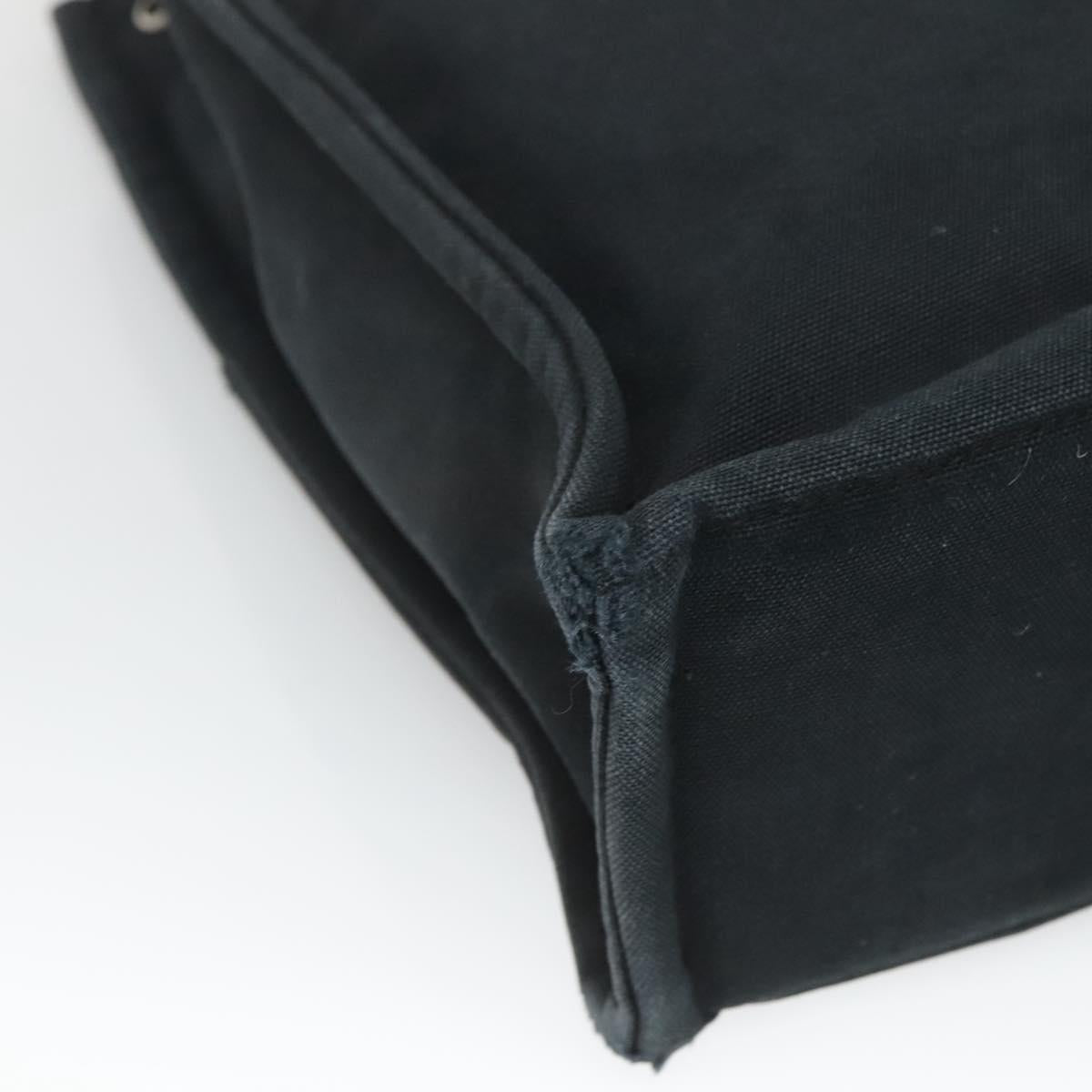 HERMES Fourre Tout MM Hand Bag Canvas Black Silver Auth 125123