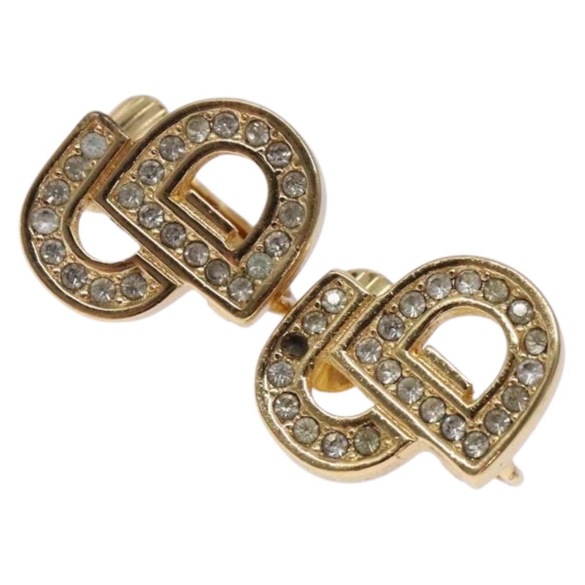 Christian Dior Earring metal Gold Tone Auth 125154