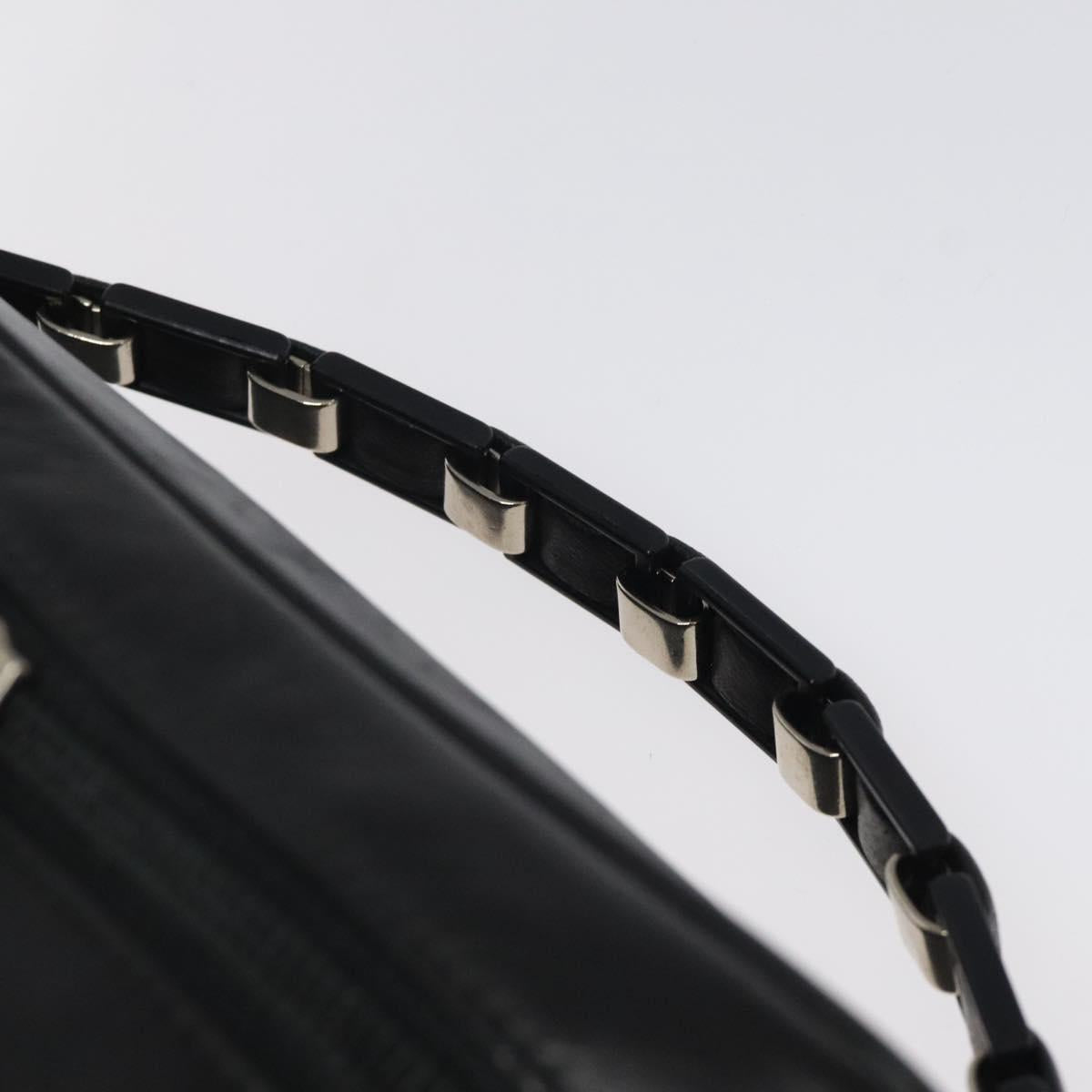 Salvatore Ferragamo Vanity Pouch Leather Black Silver Auth 125183