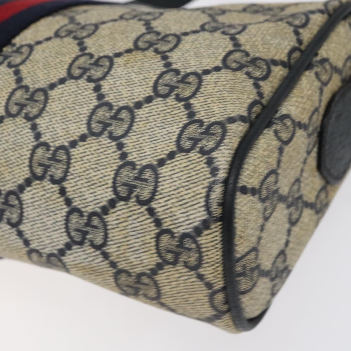 GUCCI GG Supreme Sherry Line Shoulder Bag PVC Navy Gold 89 02 018 Auth 125200