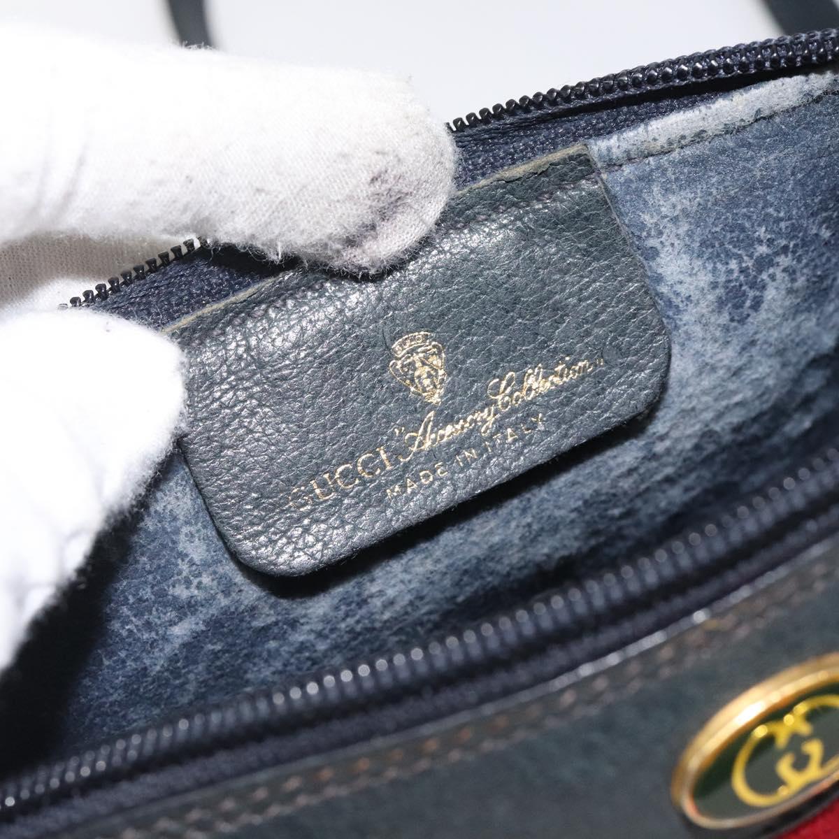 GUCCI GG Supreme Sherry Line Shoulder Bag PVC Navy Gold 89 02 018 Auth 125200