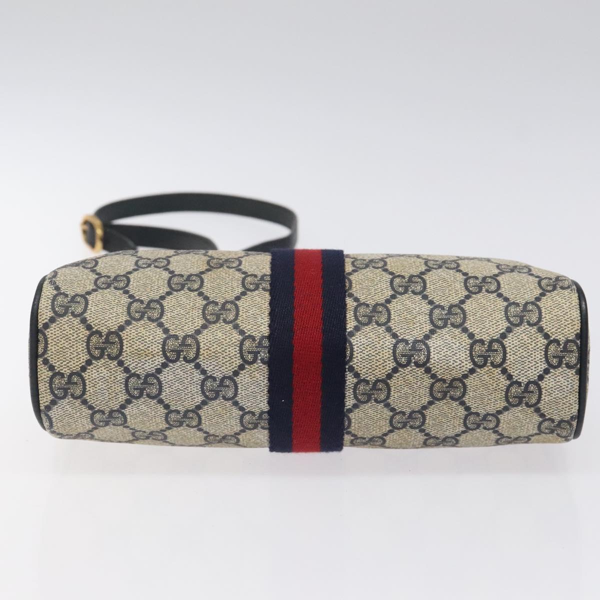 GUCCI GG Supreme Sherry Line Shoulder Bag PVC Navy Gold 89 02 018 Auth 125200